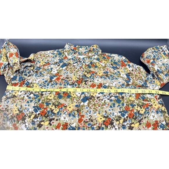 J. Jill Women’s Colorful Floral Rayon Button Up Long Sleeve Blouse Top Sz M Boho - Picture 10 of 11